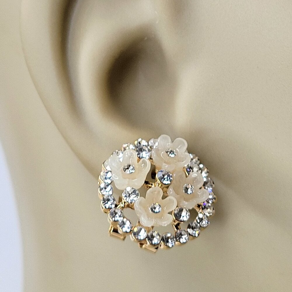 Flower Earrings Elegant Floral Motif Crystal Earrings